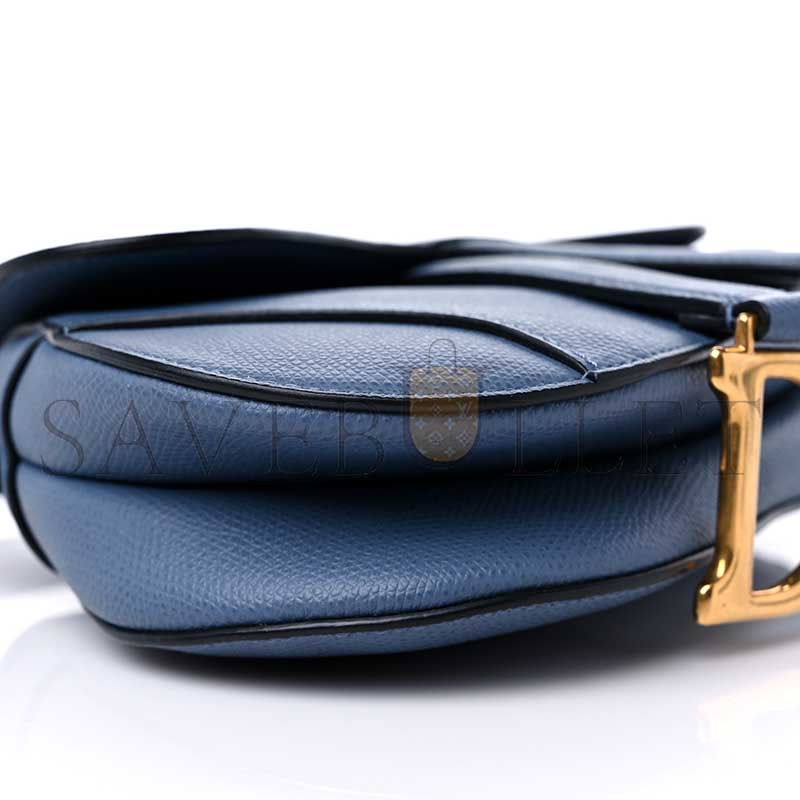 DIOR GRAINED CALFSKIN MINI SADDLE BAG DENIM BLUE (17*15*5cm) 